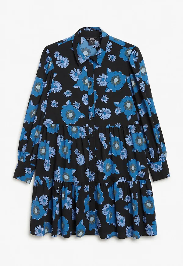 Flounce shirt dress - Blue