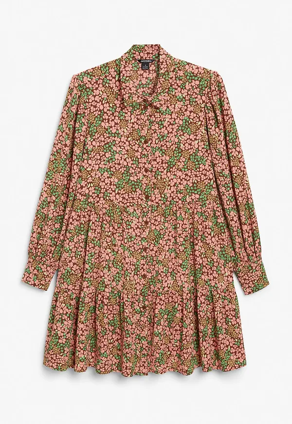 Flounce shirt dress - Pink