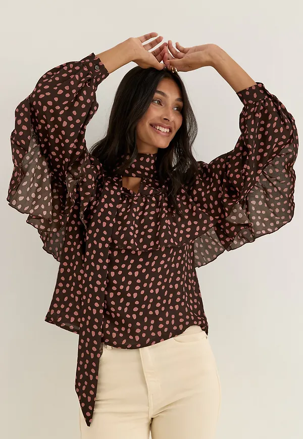 Flounce Tie Blouse