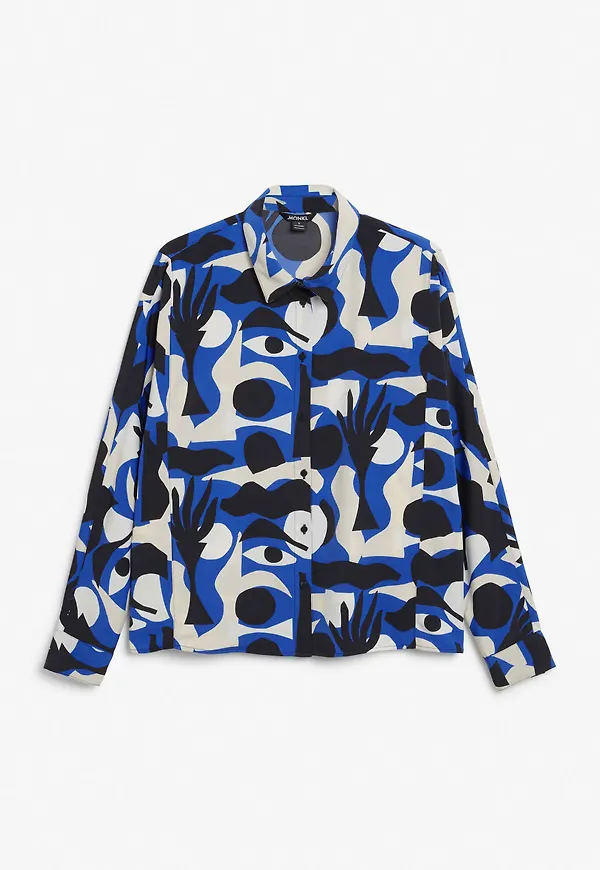 Flowy button-up blouse - Blue