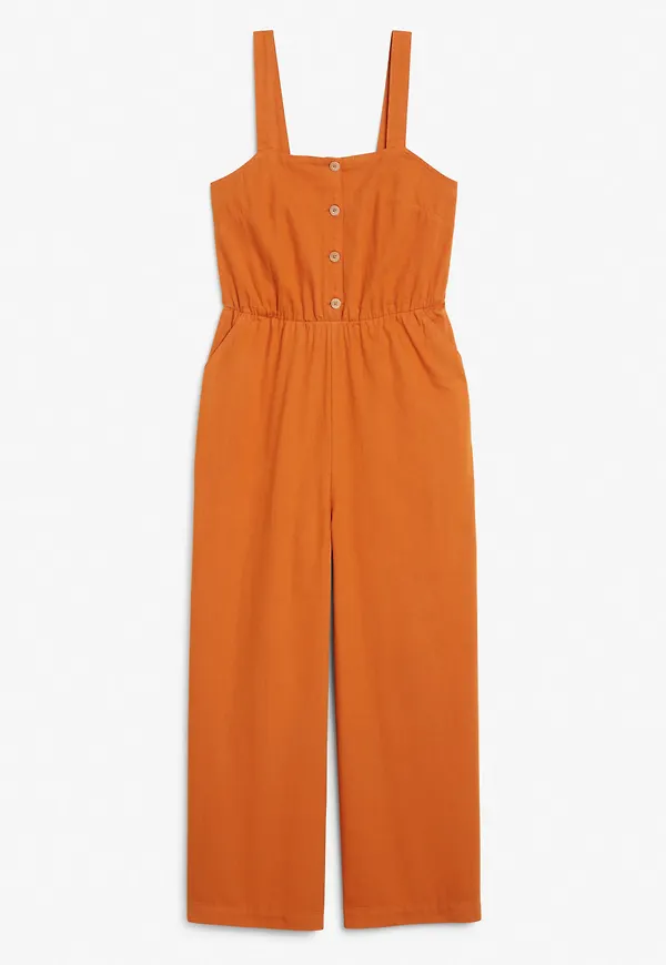 Flowy denim dungaree - Orange