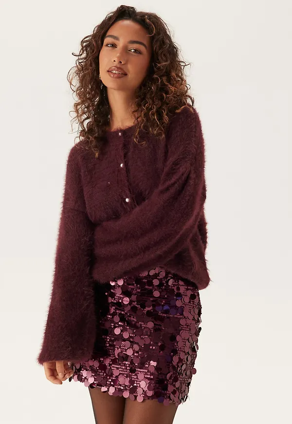 Fluffy Knitted Pearl Cardigan