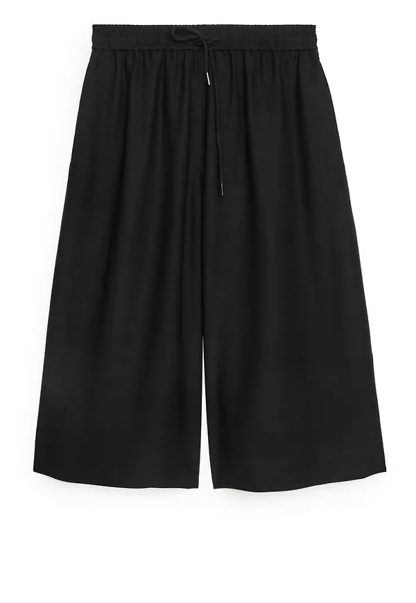 Fluid Elasticated Culottes - Black