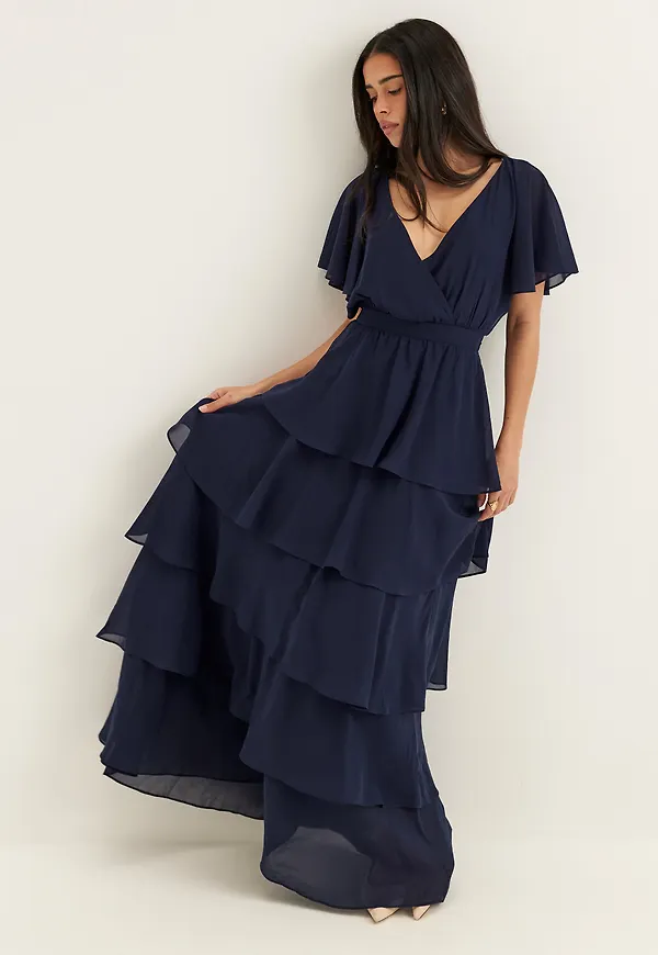 Flutter Chiffon Tiered Maxi Dress – Bubbleroom
