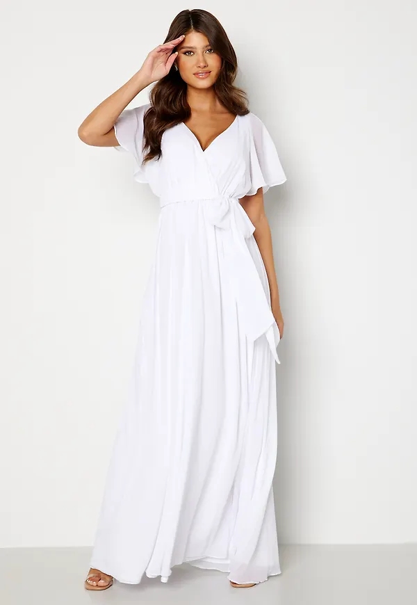 Flutter Sleeve Chiffon Maxi Dress
