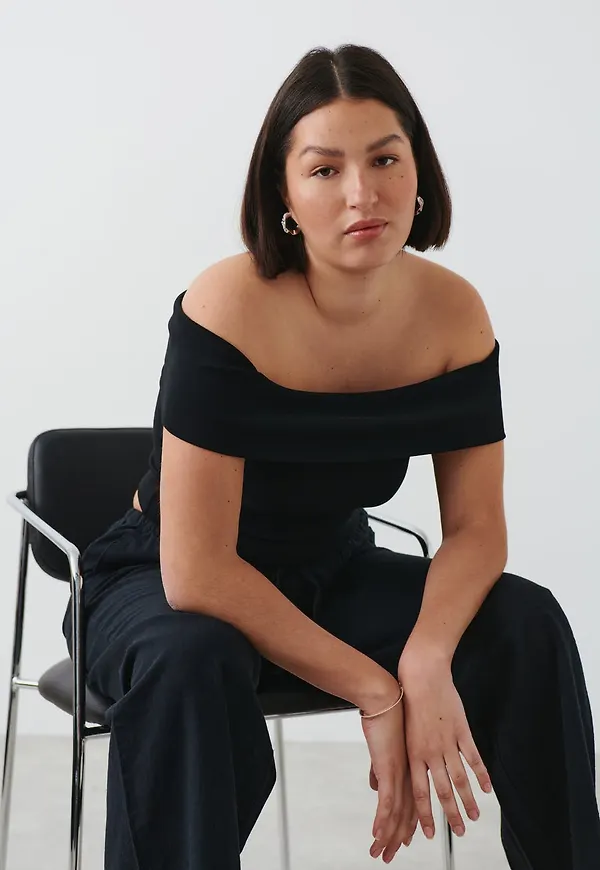 Folded off shoulder top