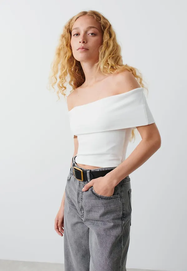 Folded off shoulder top