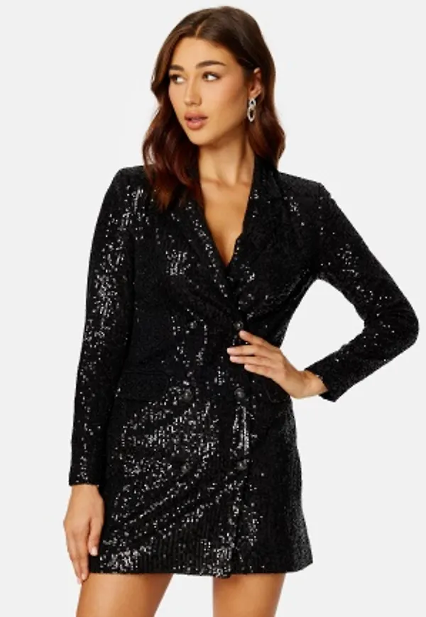FOREVER NEW Jordan Sequin Blazer Dress Black 34