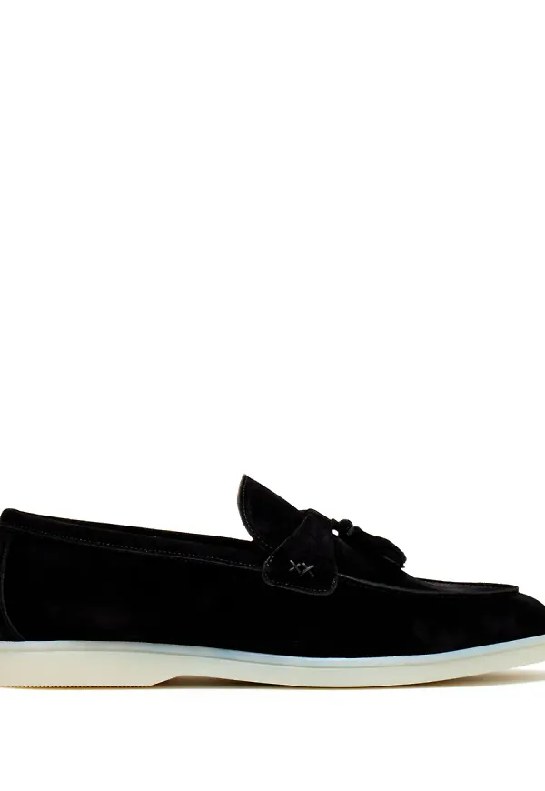 Forsa loafers i mocka - Svart