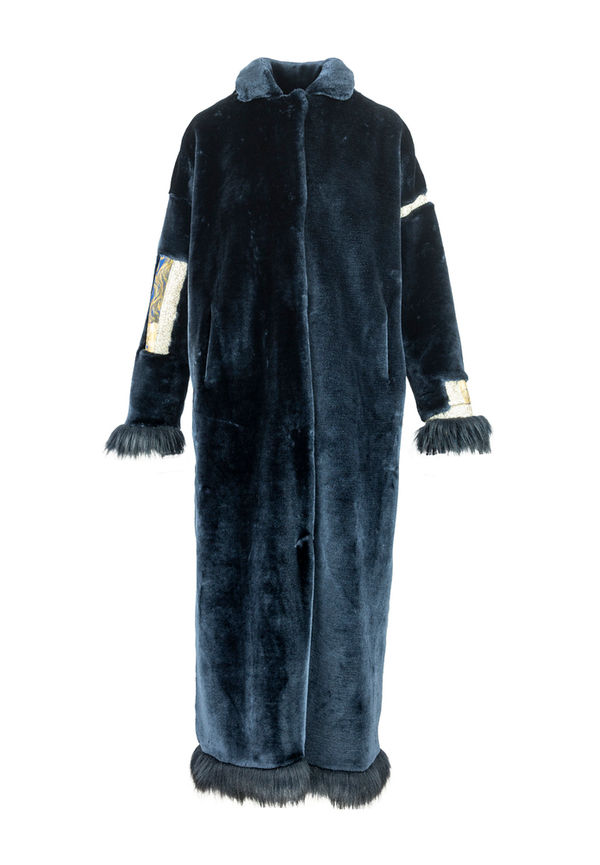 Fortini Long Gustav faux fur coat Blå, Dam