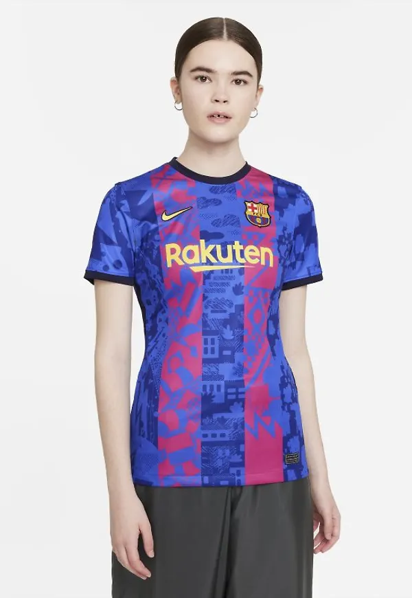 Fotbollströja FC Barcelona 2021/22 Stadium (tredjeställ) Nike Dri-FIT för kvinnor - Blå