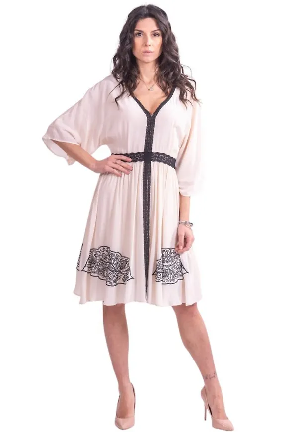 Fracomina Dress with embroidery f321sd2002w41801 Rosa, Dam