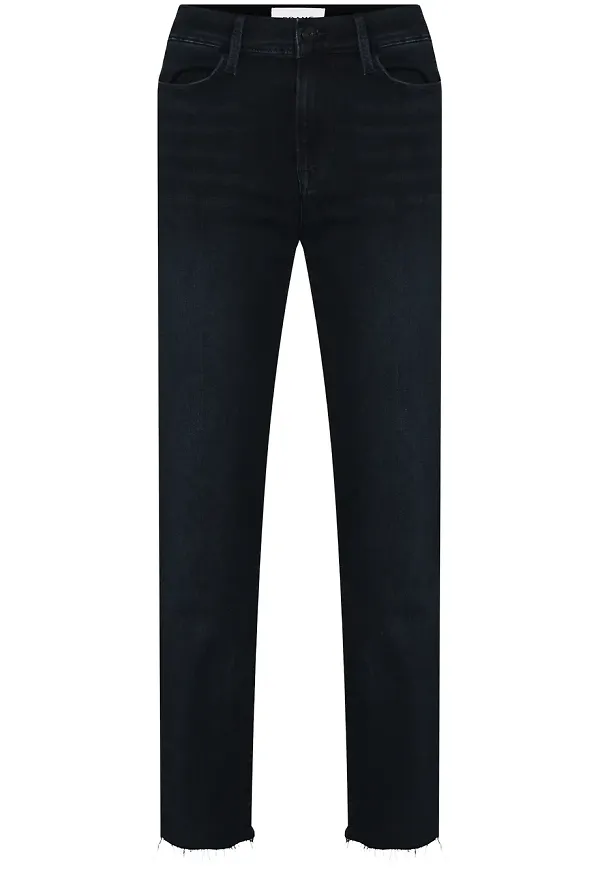FRAME raka jeans med hög midja - Blå