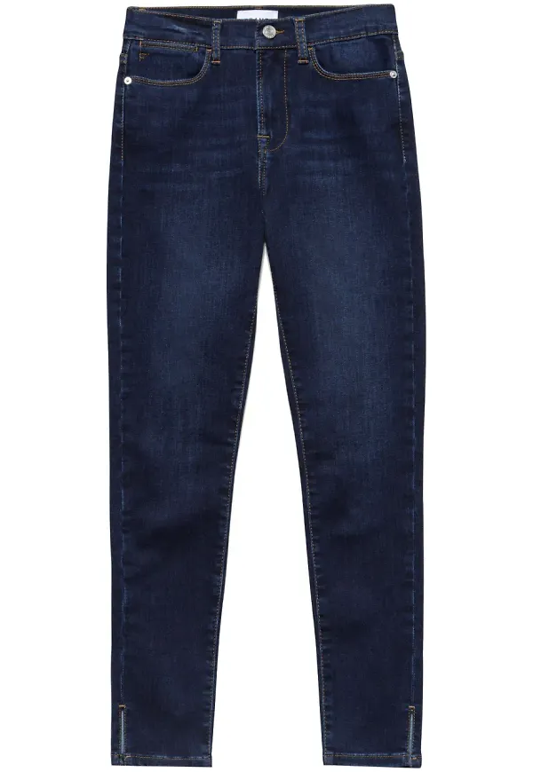 FRAME skinny-jeans med hög midja - Blå