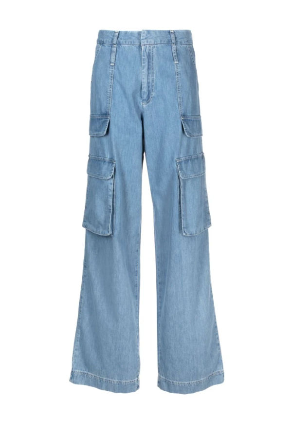 Frame Straight Trousers Blå, Dam