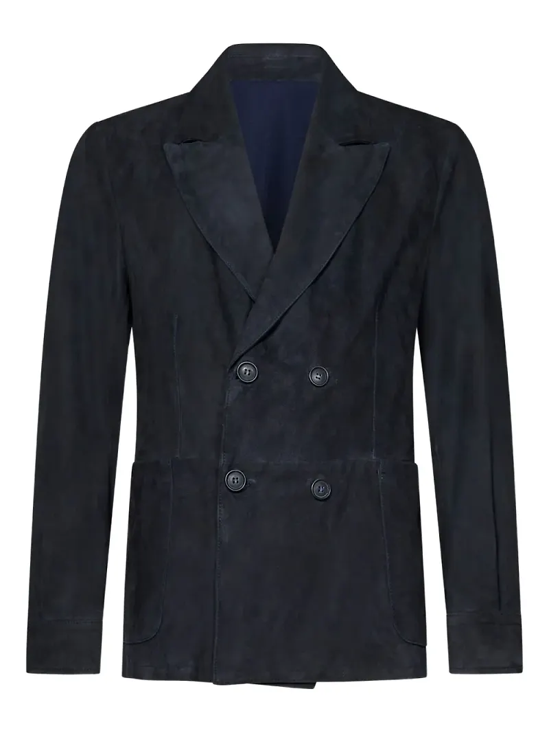 FRANZESE COLLECTION dubbelknäppt skinnblazer - Blå
