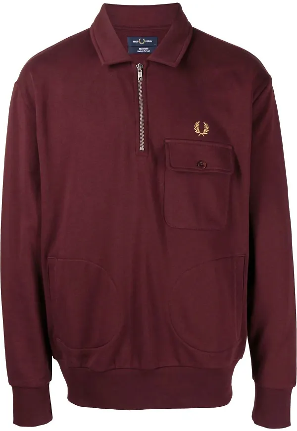 Fred Perry tröja med dragkedja - Röd