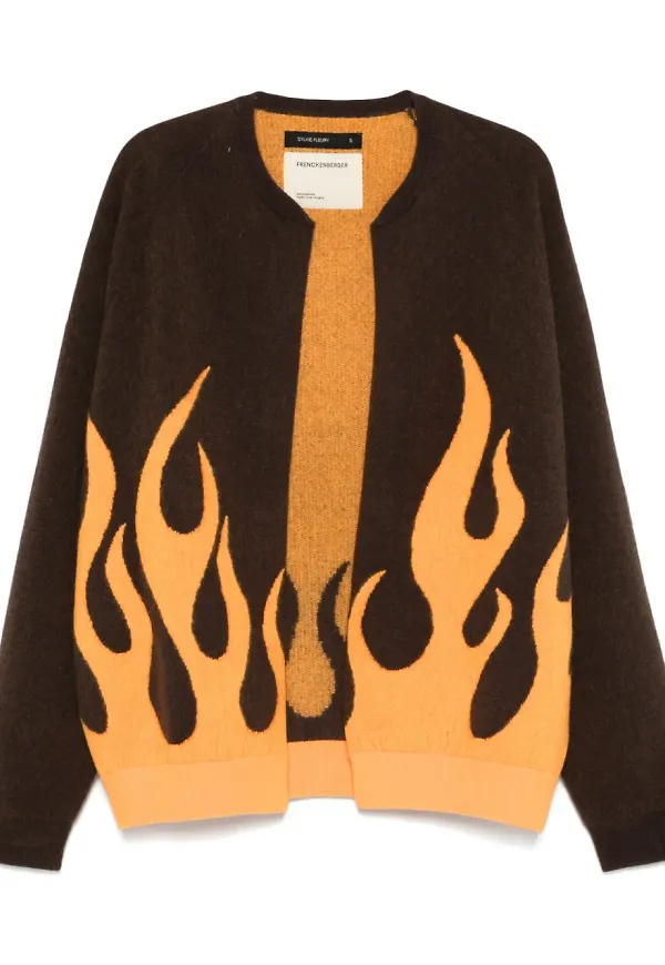 Frenckenberger kofta i jacquard - Brun