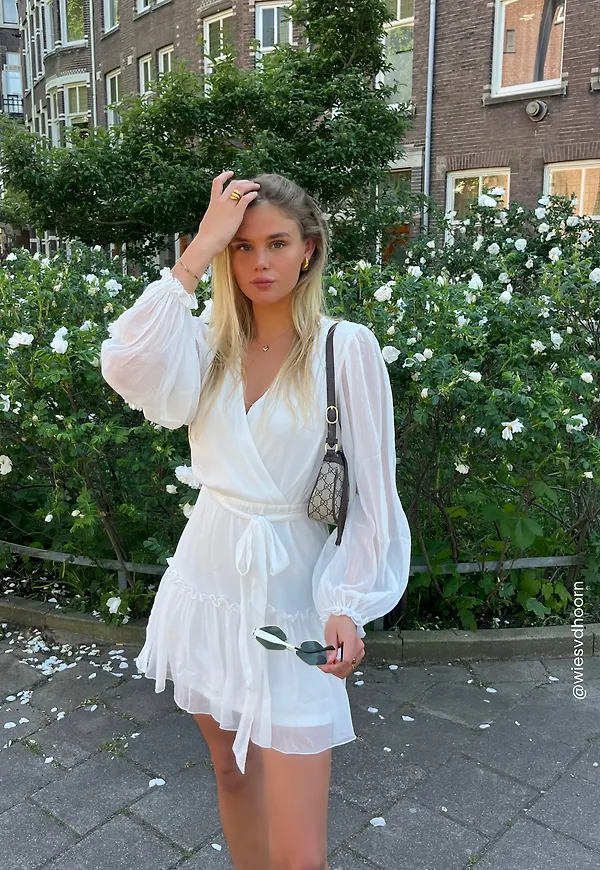 Frill Balloon Sleeve Dress