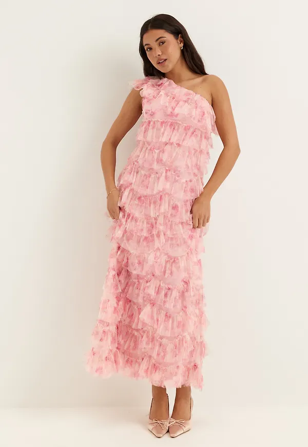 Frill Mesh Maxi Dress – Bubbleroom