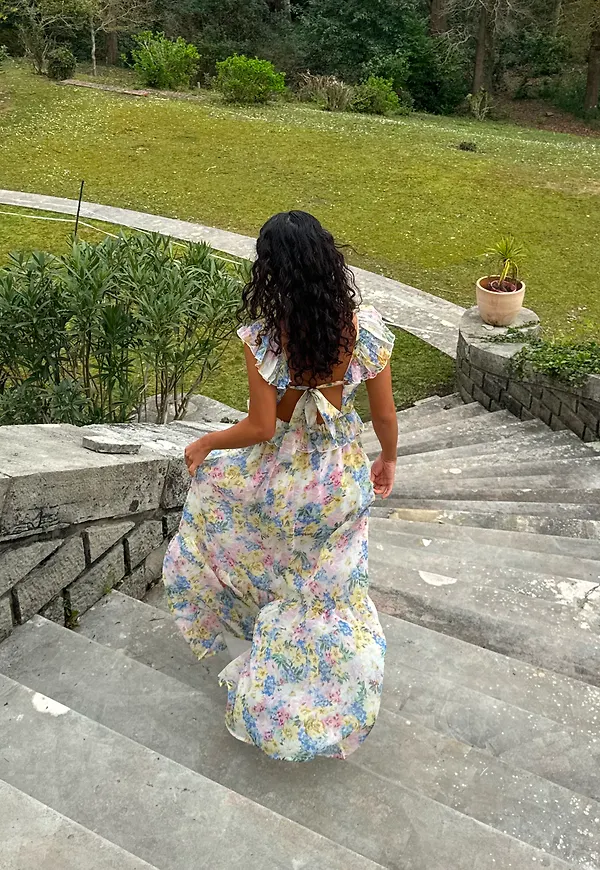 Frill Tie Back Maxi Dress