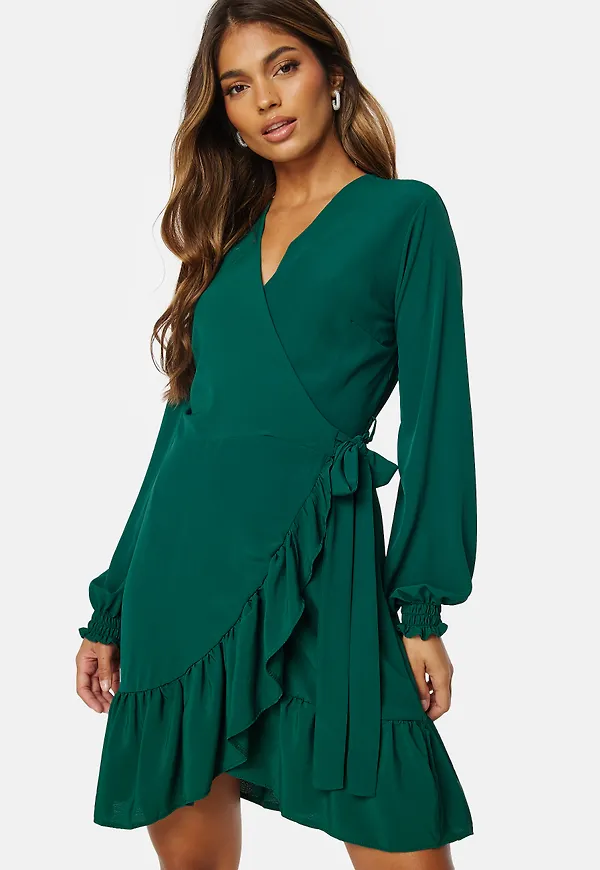 Frilly Wrap Mini Dress