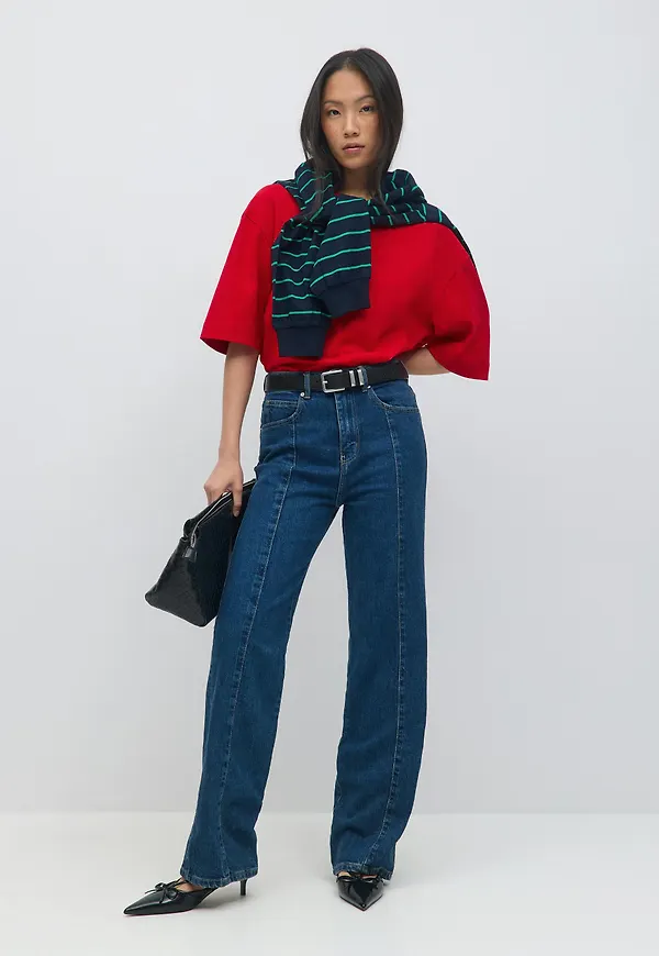 Gina Tricot - Front seam jeans - highwaist jeans - Blå - 32 - Dam