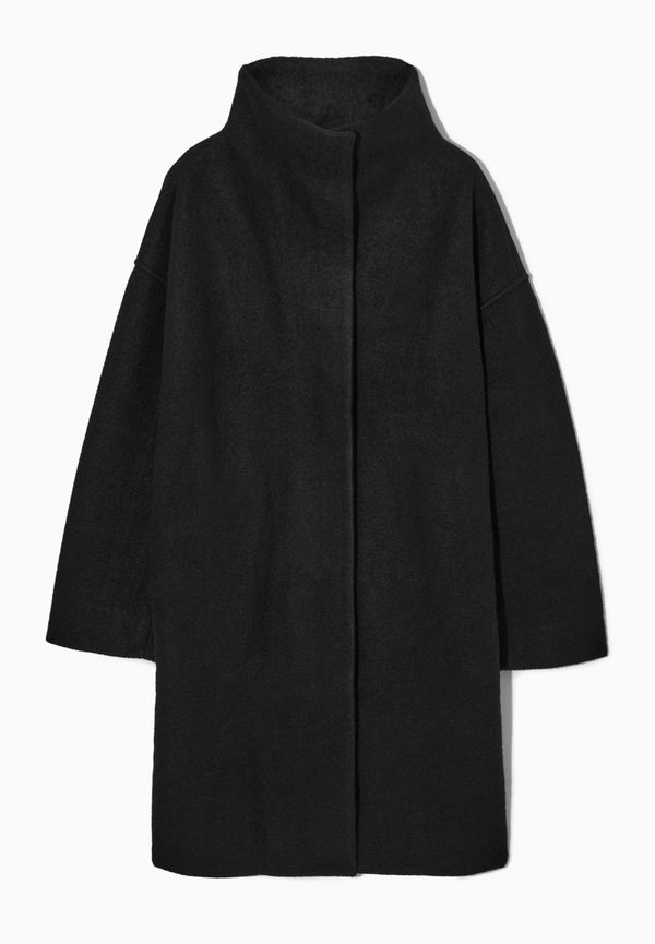FUNNEL-NECK WOOL COAT