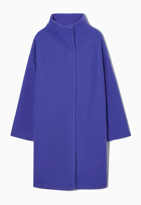 FUNNEL-NECK WOOL COAT