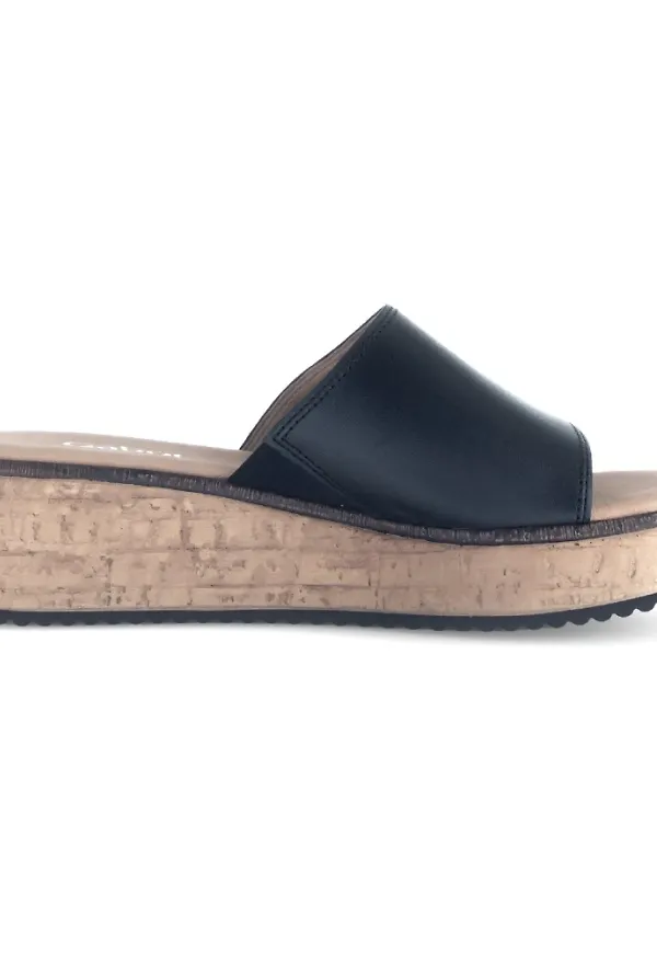 Gabor, Skor, Dam, 38 EU, Läder, Svart Slide Sandal Kollektion - Kvinnor
