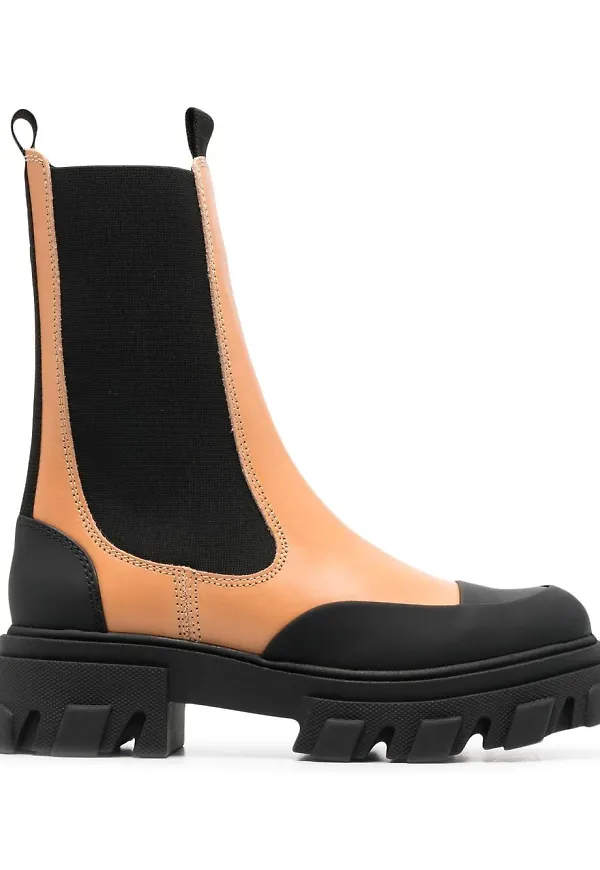 GANNI ankelboots med panel - Neutral