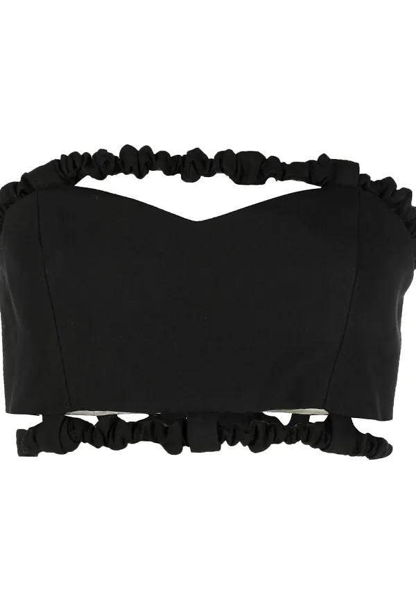 GANNI axelbandslös croptop - Svart