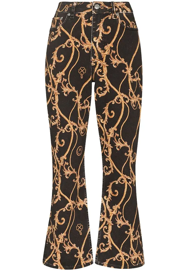 GANNI Baroque croppade jeans - Svart