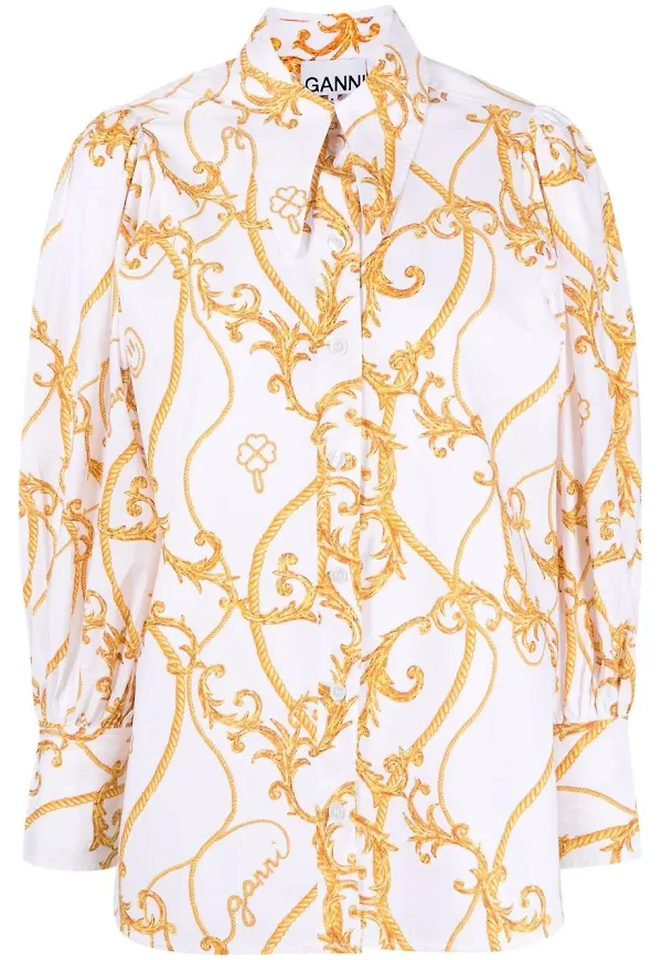 GANNI Baroque skjorta - Vit