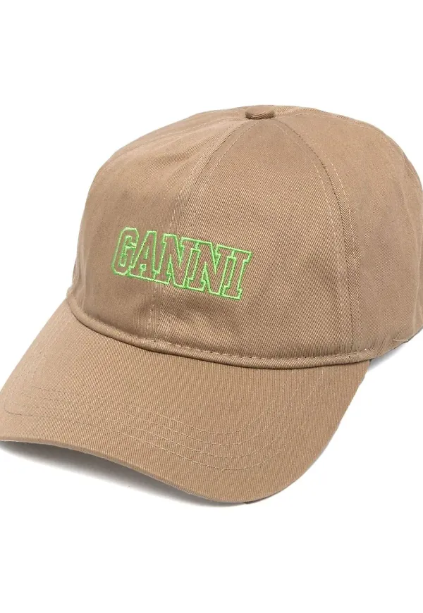 GANNI basebollkeps med logotyp - Neutral