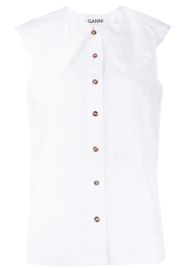GANNI blus - Vit