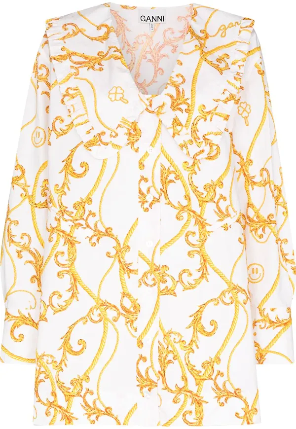 GANNI blus med barocktryck - Vit
