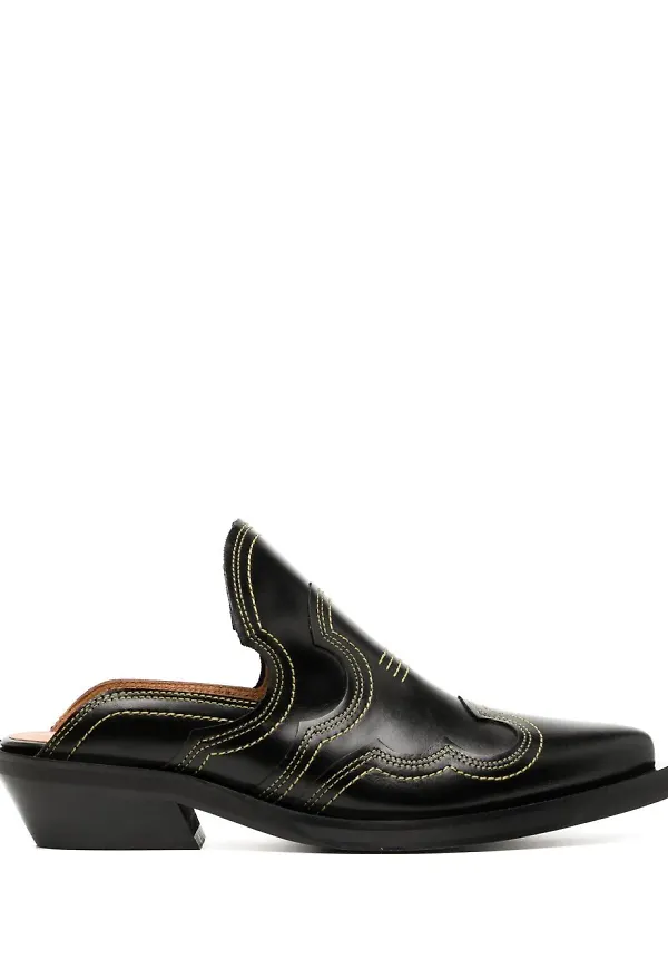 GANNI broderade slip-ons - Svart