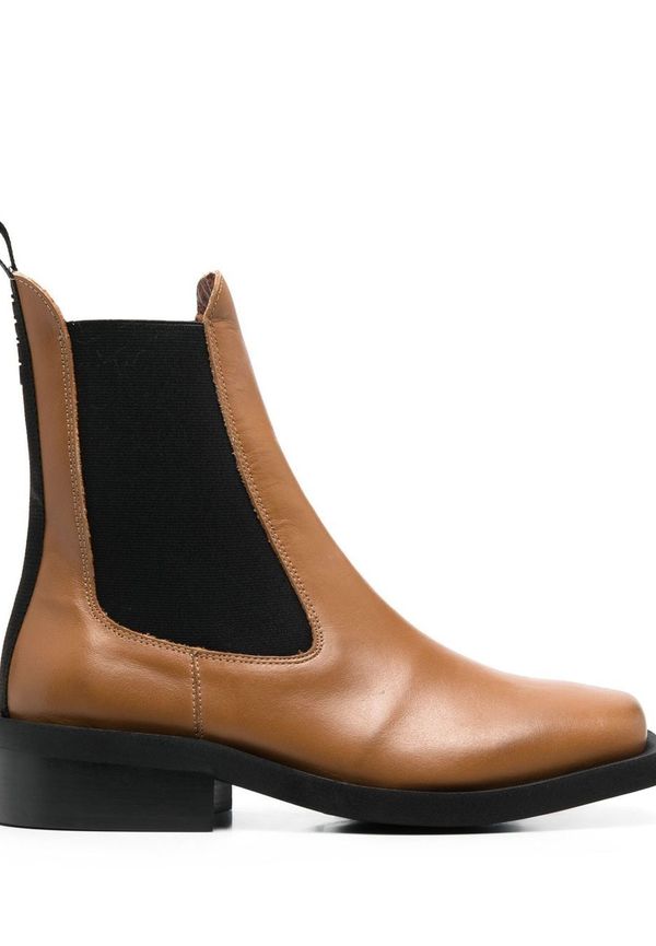 GANNI Chelsea-boots med fyrkantig tå - Brun