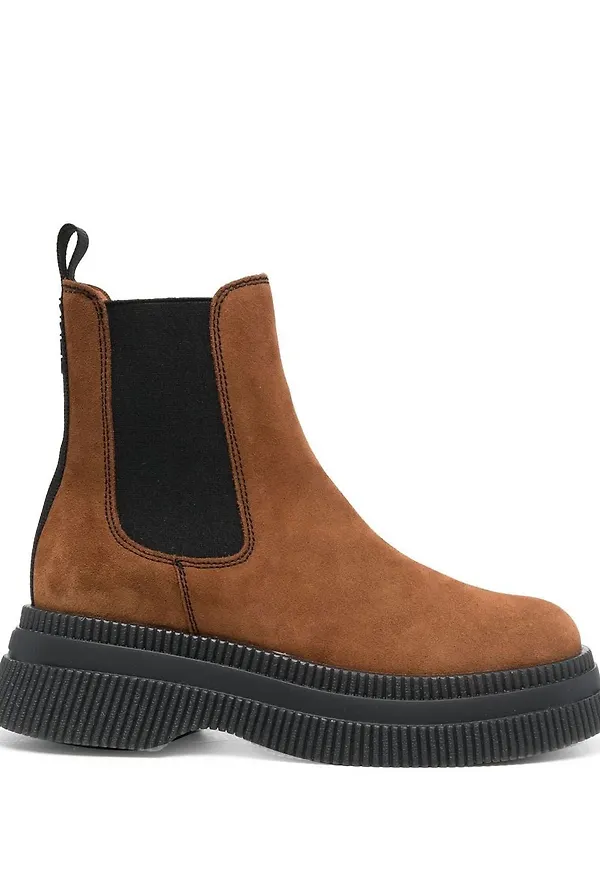 GANNI Chelsea-boots med grov sula - Brun