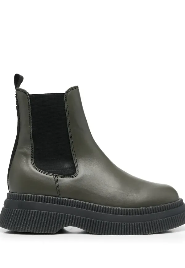 GANNI Chelsea-boots med grov sula - Grön