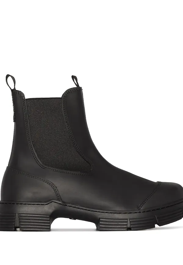 GANNI Chelsea-boots med grov sula - Svart