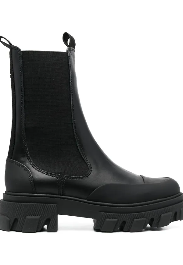 GANNI Chelsea-boots med grov sula - Svart