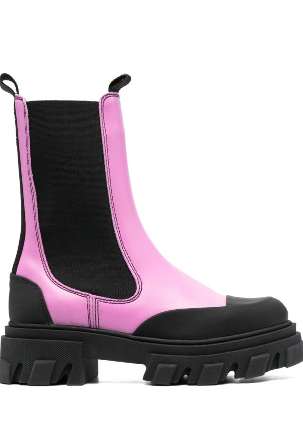 GANNI Chelsea-boots med räfflad sula - Rosa