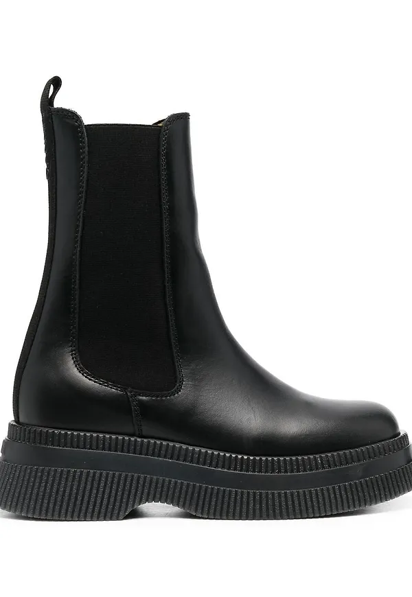 GANNI Creepers Chelsea-boots i läder - Svart