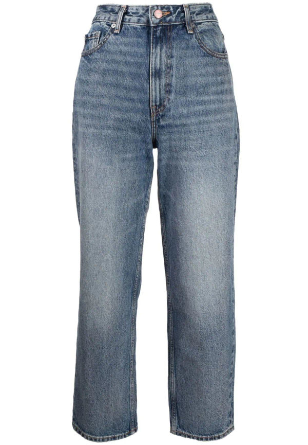 GANNI croppade jeans med hög midja - Blå