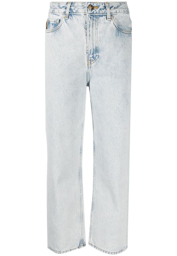GANNI croppade jeans med hög midja - Blå
