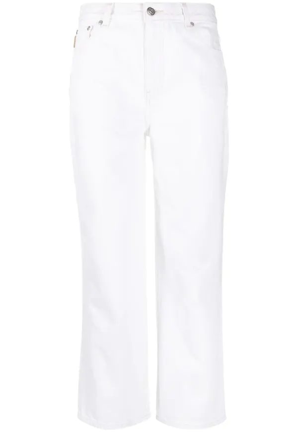 GANNI croppade straight-jeans - Vit