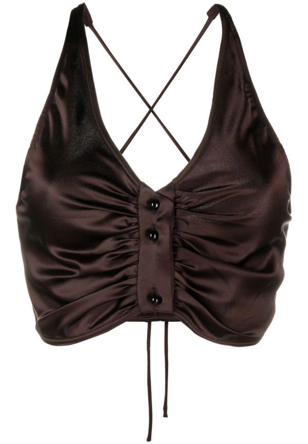 GANNI croptop med öppen rygg - Brun