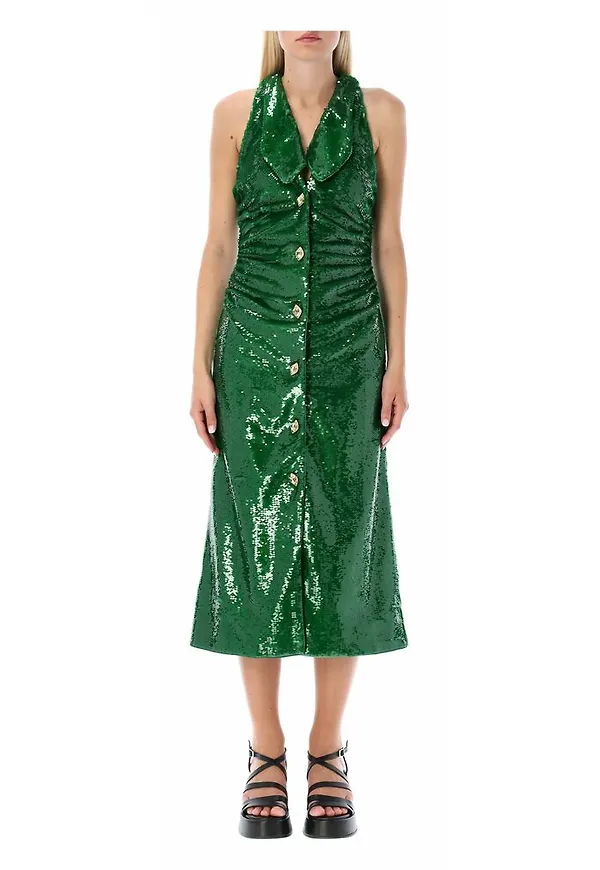 Ganni Dress F71666494 Grön, Dam
